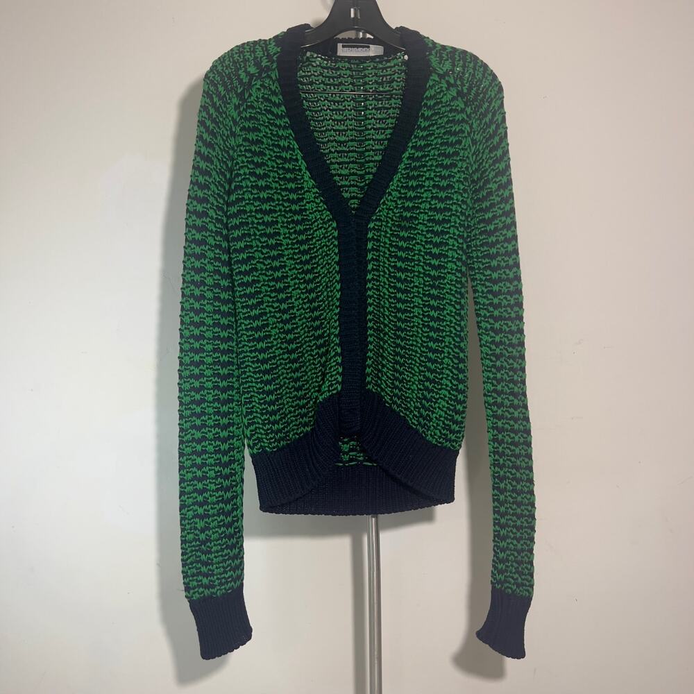 Jil Sander Vintage Green And Navy Blue Knit Cardigan Sweater Size 36 (US 4)